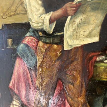 Detailed Figurative Oil Painting "Reading Boy" Rustic Small Artwork Holland Art Shop