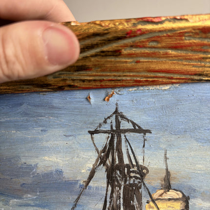 Handcrafted Harbor Scene Oil Painting "Docked Gondola" Original Art Holland Art Shop