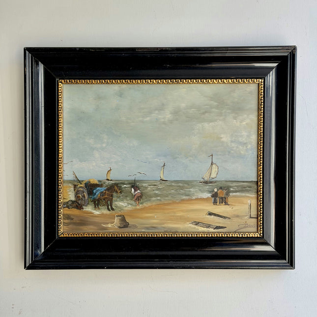Rustic Seascape Oil Painting "Framed Painting" Vintage Artwork Holland Art Shop