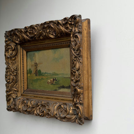 19th Century Antique Landscape Oil Painting "Ornate Frame" Art Holland Art Shop