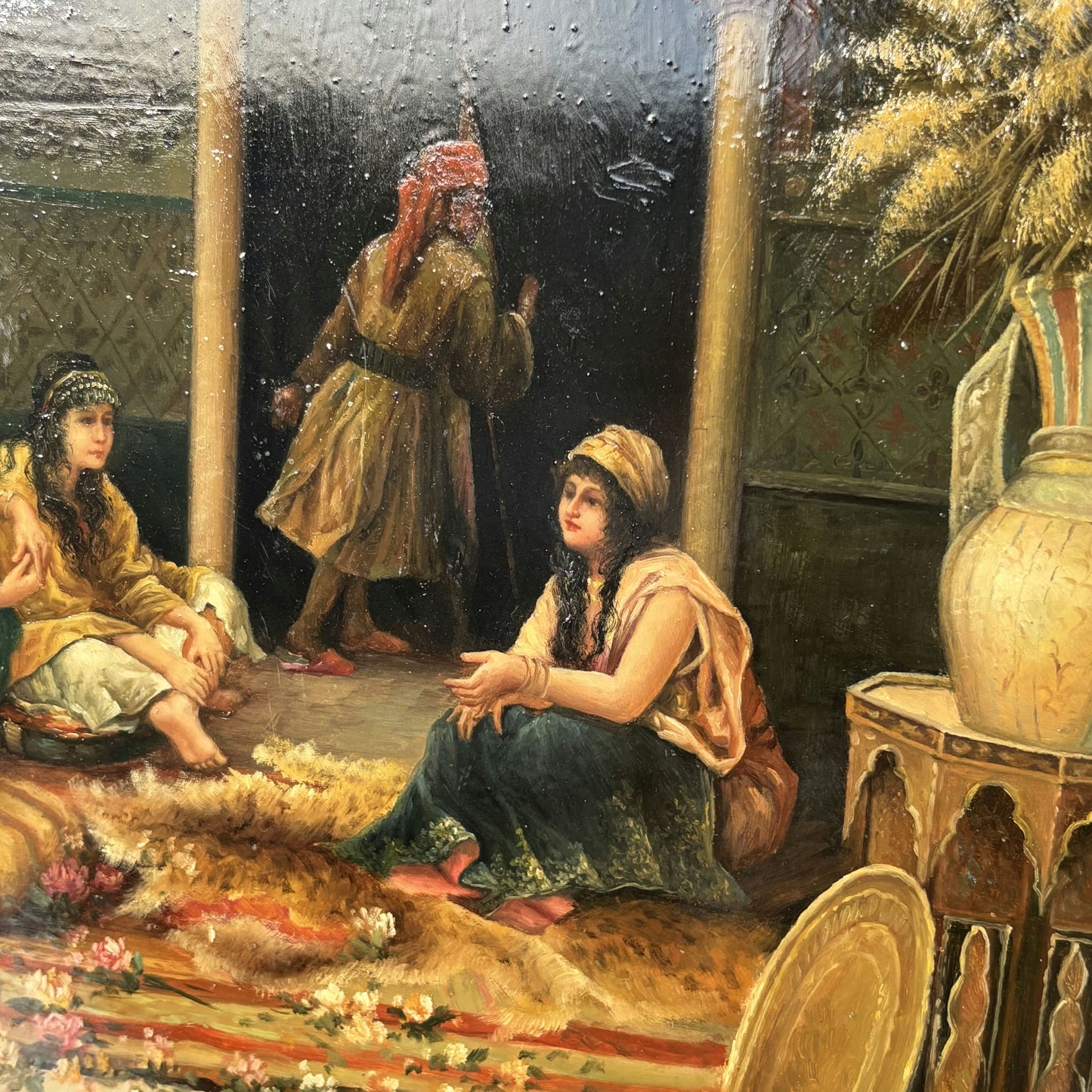 Refined Oil Painting Figurative "Gathering Women" Remarkable French Artwork