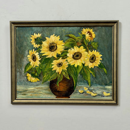 Rustic Still Life Oil Painting "Sunflower Bouquet" Detailed Art Holland Art Shop