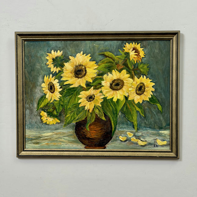 Rustic Still Life Oil Painting "Sunflower Bouquet" Detailed Art Holland Art Shop