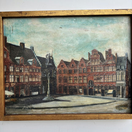 Elegant Cityscape Oil Painting "Town Fountain" Classic Art Holland Art Shop