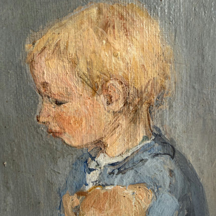 Rustic Figurative Oil Painting "Two Children" Authentic Small Artwork Holland Art Shop