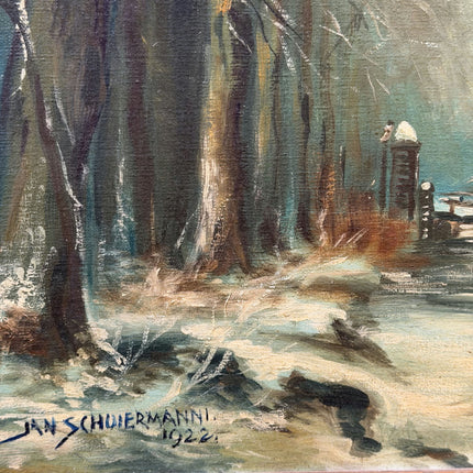 1922 Antique Winter Landscape Oil Painting "Framed Painting" Art Holland Art Shop