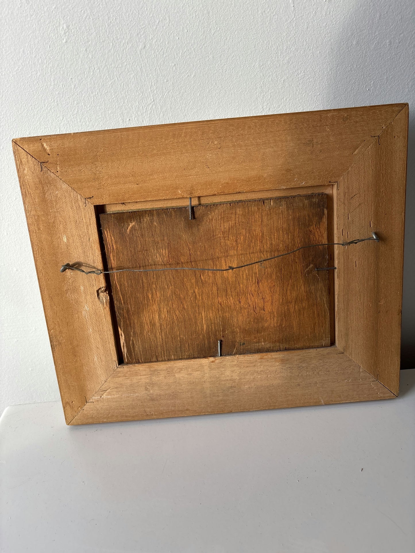 Antique Around 1920 Country Cottage Trees River Path Oil Painting Authentic