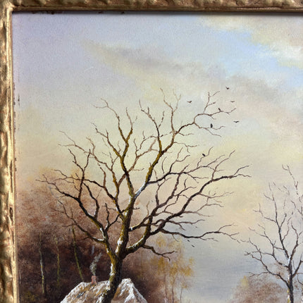 Classic Winter Landscape Oil Painting "Winter Village" Refined Artwork Holland Art Shop