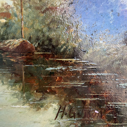 Refined Landscape Oil Painting "Golden Frame" Traditional Small Art Holland Art Shop