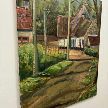 Handcrafted Landscape Oil Painting "Village Road" Authentic Artwork Holland Art Shop