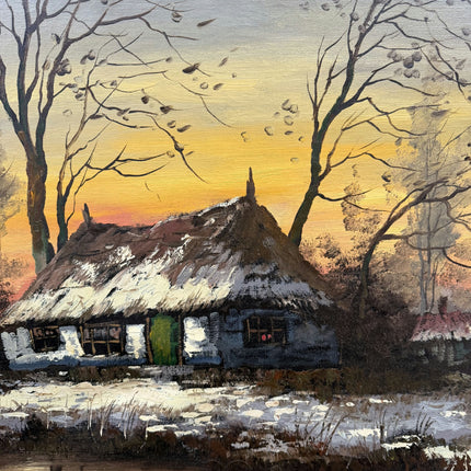 Handcrafted Farm Oil Painting "Thatched Cottage" Classic Large Art Holland Art Shop