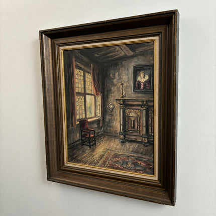 19th Century Antique Interior Oil Painting "Window Seat" Art Holland Art Shop