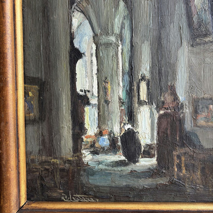 Classic Church Interior Oil Painting "Gilded Frame" Rustic Belgique Art Holland Art Shop
