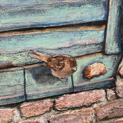 Detailed Animals Acrylic Paint "Blue Window" Handcrafted Artwork Holland Art Shop
