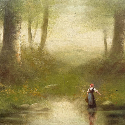Expressive Landscape Oil Painting "Girl Crossing" Refined Artwork Holland Art Shop