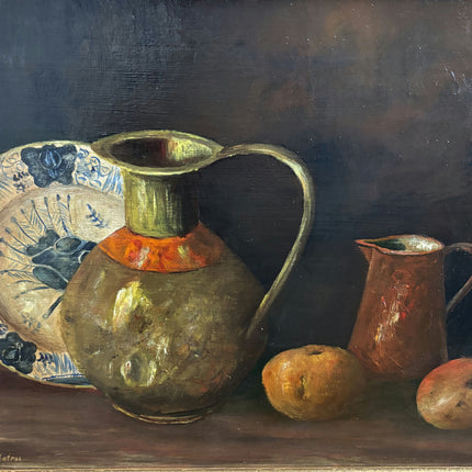 Elegant Still Life Oil Painting "Brass Pitcher" Handcrafted Large Art Holland Art Shop