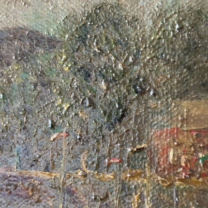 Dutch Hague School Antique Harbor Scene Oil Painting "Wooden Boat" Handcrafted Small Art Holland Art Shop