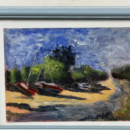 Vintage Seascape Acrylic Paint "Wooden Frame" Original Small Artwork Holland Art Shop