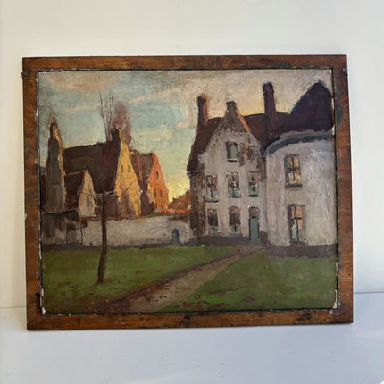 Detailed Cityscape Oil Painting "Row Houses" Refined Art Holland Art Shop