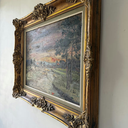 Traditional Landscape Oil Painting "Gilded Frame" Original Art Holland Art Shop