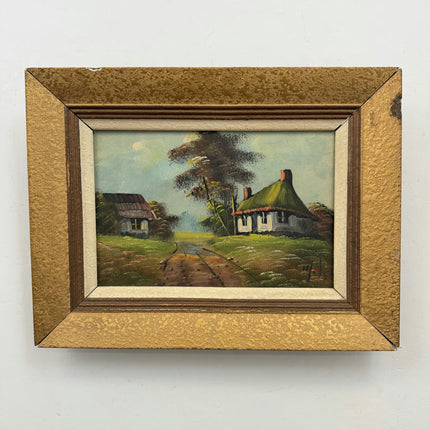 Rustic Farm Oil Painting "Thatched Cottage" Detailed Artwork Holland Art Shop
