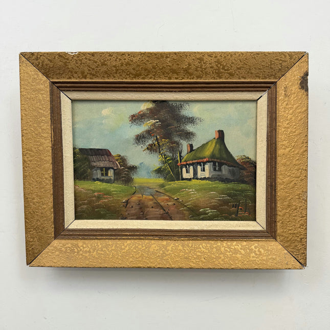Rustic Farm Oil Painting "Thatched Cottage" Detailed Artwork Holland Art Shop