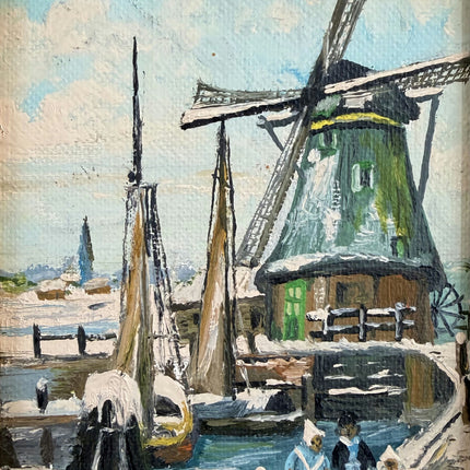Classic Oil Painting Scenery "Windmill Scene" Fine Small Art Holland Art Shop