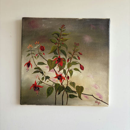 Traditional Floral Still Life Oil Painting "Fuchsia Branch" Small Artwork Holland Art Shop