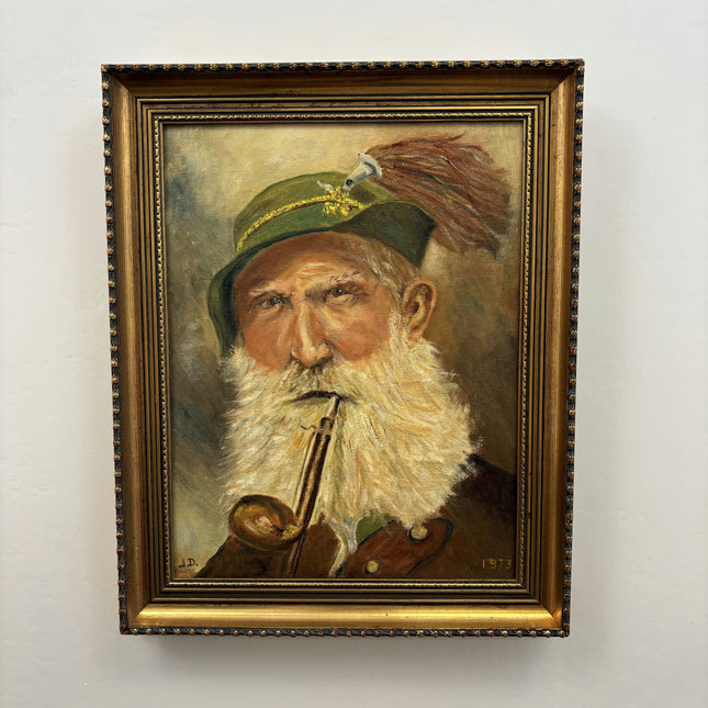 Elegant Interior Oil Painting "Bearded Piper" Detailed Art Holland Art Shop