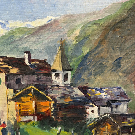 Original Landscape Oil Painting "Mountain Village" Traditional Art Holland Art Shop