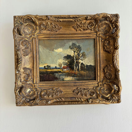 Elegant Landscape Oil Painting "Gilded Frame" Original Small Art Holland Art Shop