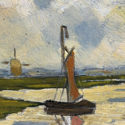Authentic Landscape Oil Painting "Sailing Boat" Detailed Small Art Holland Art Shop