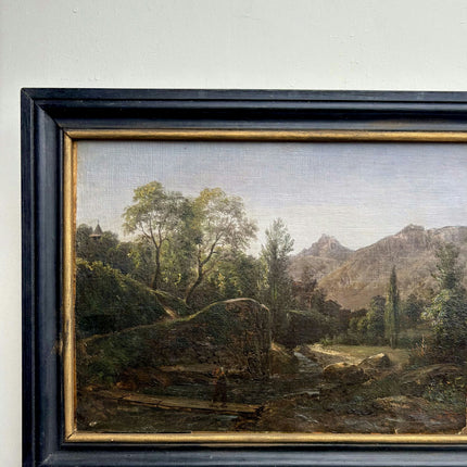 19th Century Antique Landscape Oil Painting "Wooded Valley" Small Art Holland Art Shop