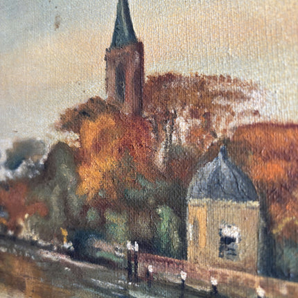 Traditional Landscape Oil Painting "Village Church" Authentic Art Holland Art Shop