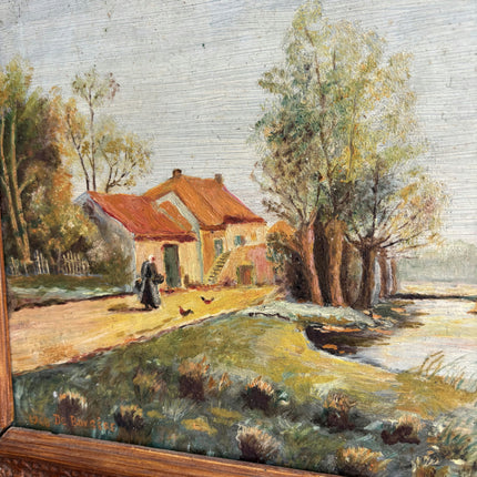 Original Landscape Oil Painting "Wooden Frame" Expressive Small Artwork Holland Art Shop