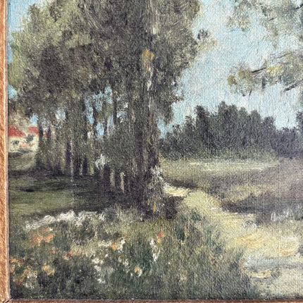 Vintage Landscape Oil Painting "Row Of Trees" Refined Small Artwork Holland Art Shop