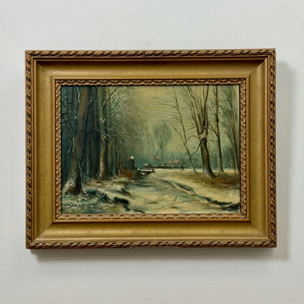 1922 Antique Winter Landscape Oil Painting "Framed Painting" Art Holland Art Shop