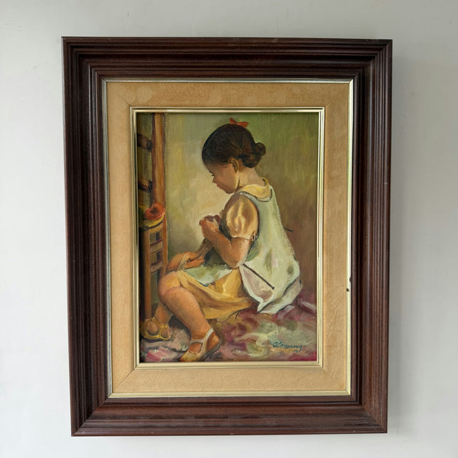 Expressive Portrait Oil Painting "Seated Girl" Elegant Art Holland Art Shop