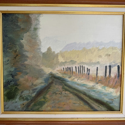 Handcrafted Landscape Oil Painting "Wooden Fence" Authentic Artwork Holland Art Shop