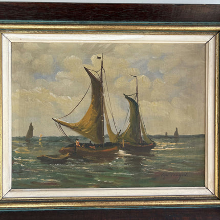 Refined Seascape Oil Painting "Sailing Boat" Rustic Art Holland Art Shop