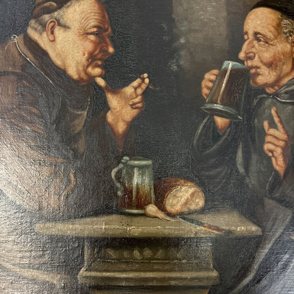 Refined Figurative Oil Painting "Drinking Monks" Detailed Art Holland Art Shop