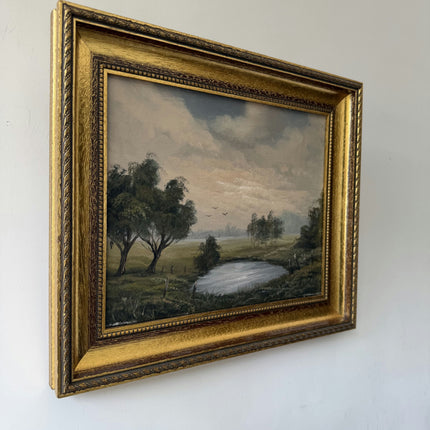 Rustic Landscape Oil Painting "Gilded Frame" Refined Small Art Holland Art Shop