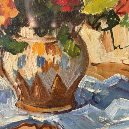 Classic Oil Painting Floral Still Life "Flower Vase" Handcrafted Small Artwork