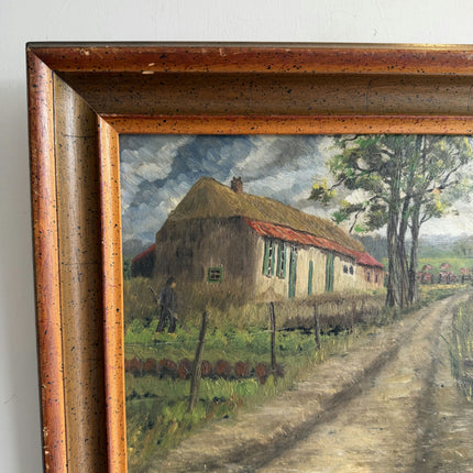 Expressive Farm Oil Painting "Thatched Cottage" Authentic Small Artwork Holland Art Shop