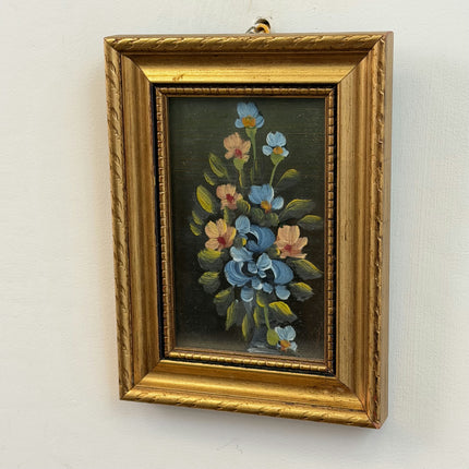 Elegant Floral Still Life Oil Painting "Blue Bouquet" Rustic Small Artwork Holland Art Shop