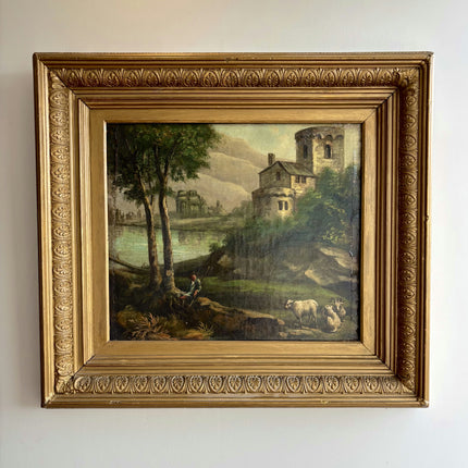 19th Century Antique Figurative Oil Painting "Gilded Frame" Artwork Holland Art Shop
