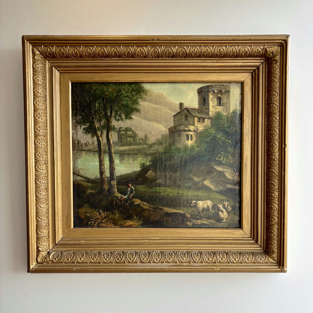 19th Century Antique Figurative Oil Painting "Gilded Frame" Artwork Holland Art Shop