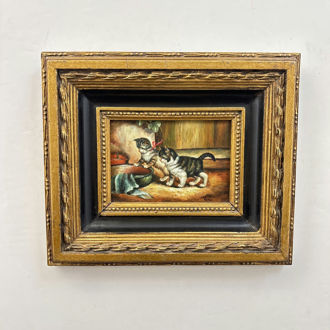 Expressive Animals Oil Painting "Playful Kittens" Classic Small Artwork Holland Art Shop