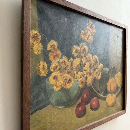 Vintage Floral Still Life Oil Painting "Yellow Bouquet" Authentic Art Holland Art Shop