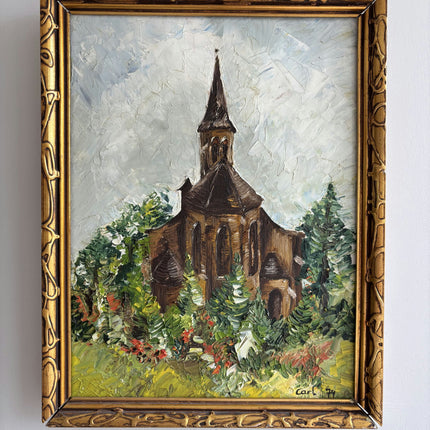 Handcrafted Landscape Oil Painting "Wooden Church" Timeless Artwork Holland Art Shop